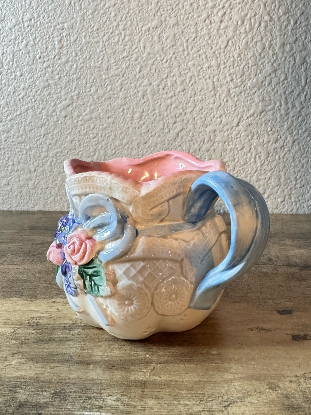 Fitz & Floyd 1993 Vintage Sugar Bowl & Creamer Set | Pink & Blue Tea Set - Picture 7 of 12